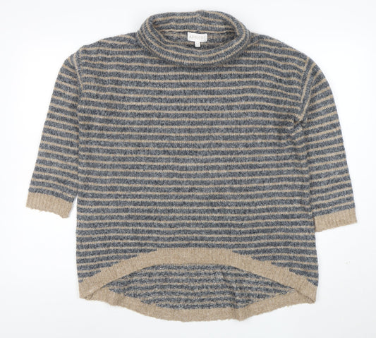 Apricot Women’s Beige Striped Roll Neck Knit Jumper Size 10