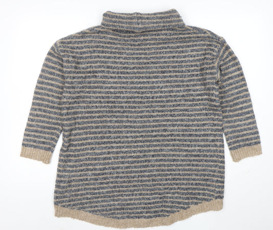 Apricot Women’s Beige Striped Roll Neck Knit Jumper Size 10