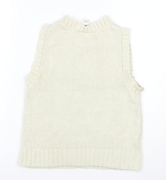 Monki Women's Ivory Cable-Knit Sleeveless Vest Jumper Size S