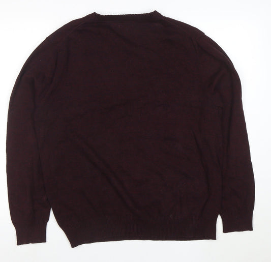 Armani Exchange Men's Brown Cotton V-Neck Jumper Size L