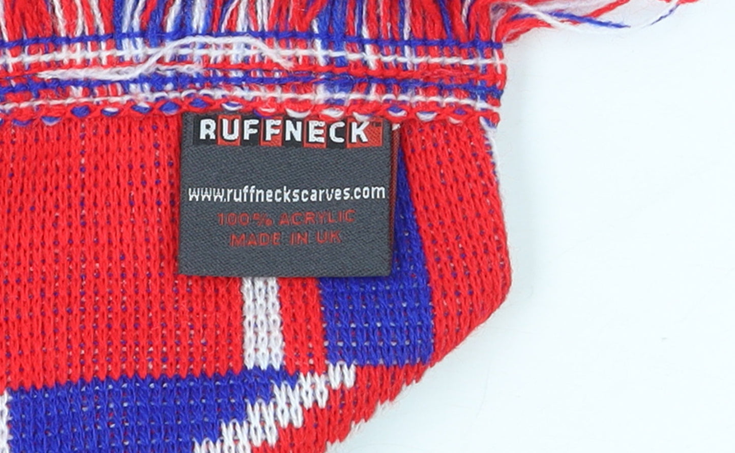 Ruffneck Men’s Red Blue Union Jack Knit Rectangle Scarf 100% Acrylic