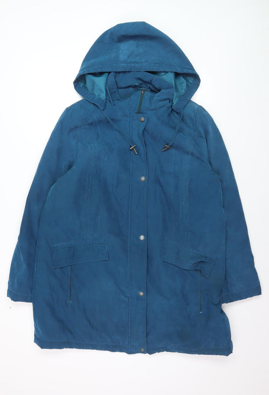 Bonmarché Women’s Blue Hooded Parka Coat Size M Long Lined