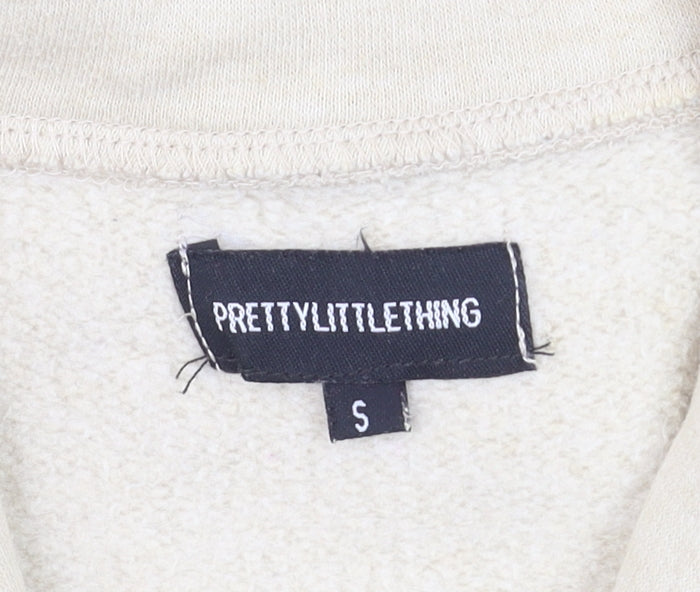 PrettyLittleThing Women Beige 1/4 Zip Pullover Sweatshirt Size S