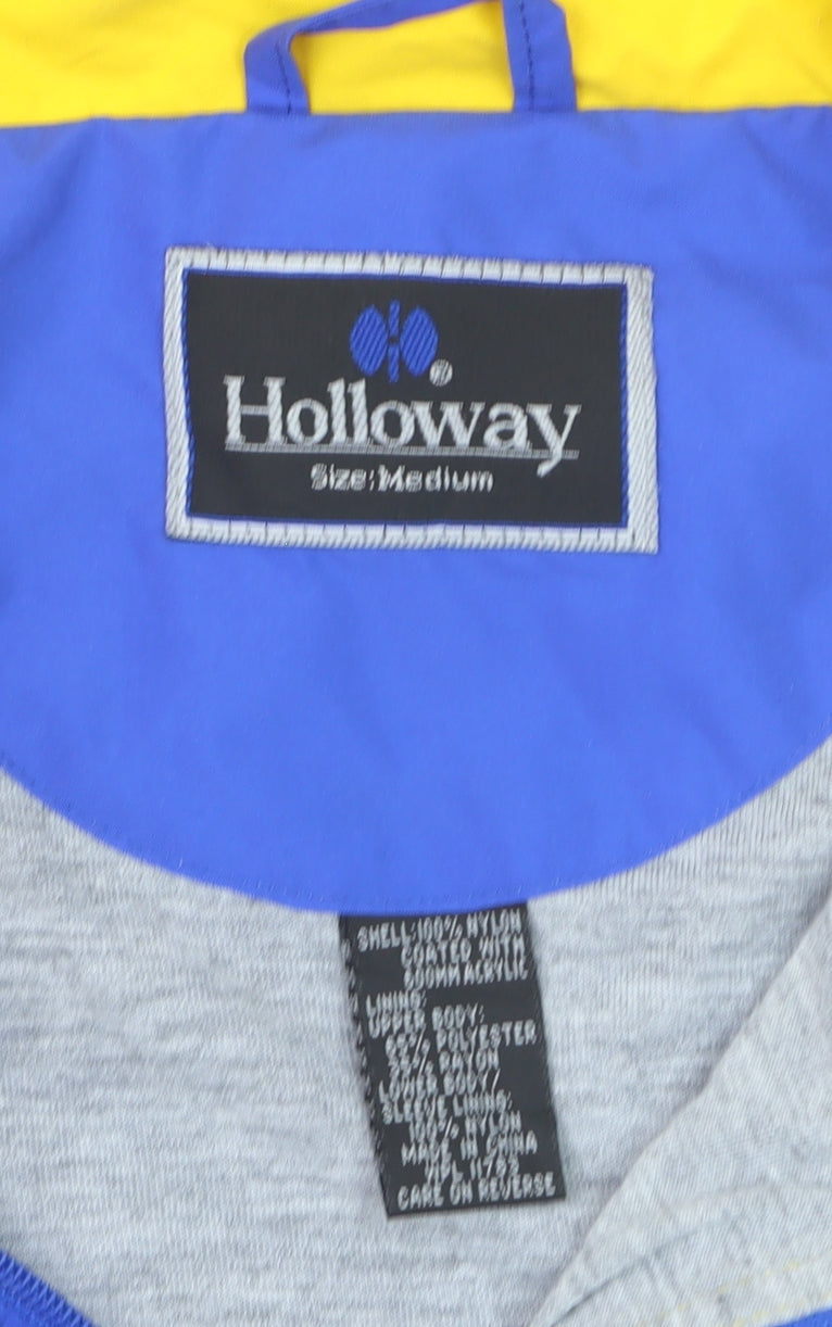 Holloway Men's Blue Yellow Windbreaker Jacket Medium Sports Full Zip