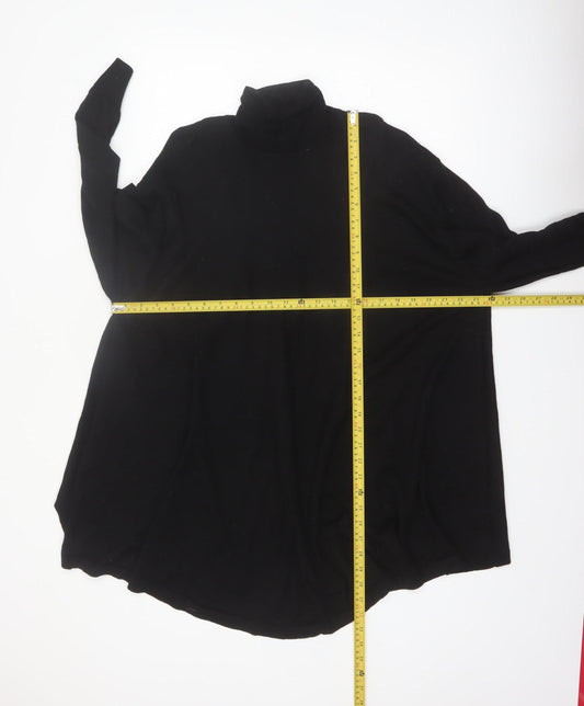 COS Womens Black Roll Neck Long Sleeve Cotton Relaxed Jumper Size 14