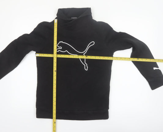 Puma Womens Black Small Pullover Sweatshirt with Logo Print