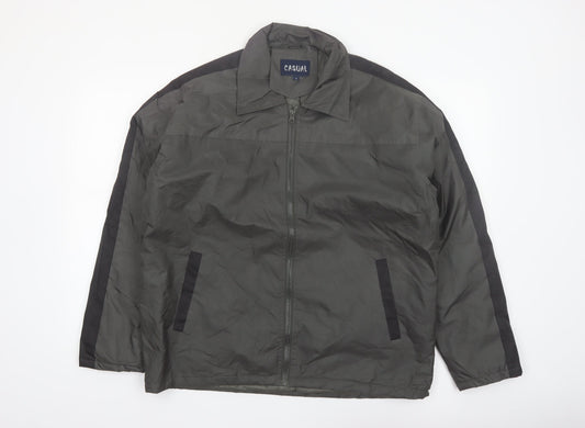 Casual Men’s Grey Polyester Full Zip Lightweight Jacket Size S