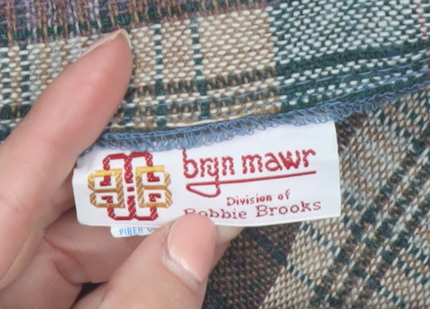 Bryn Mawr Womens Multicoloured Plaid Wool A-Line Midi Skirt Size 8