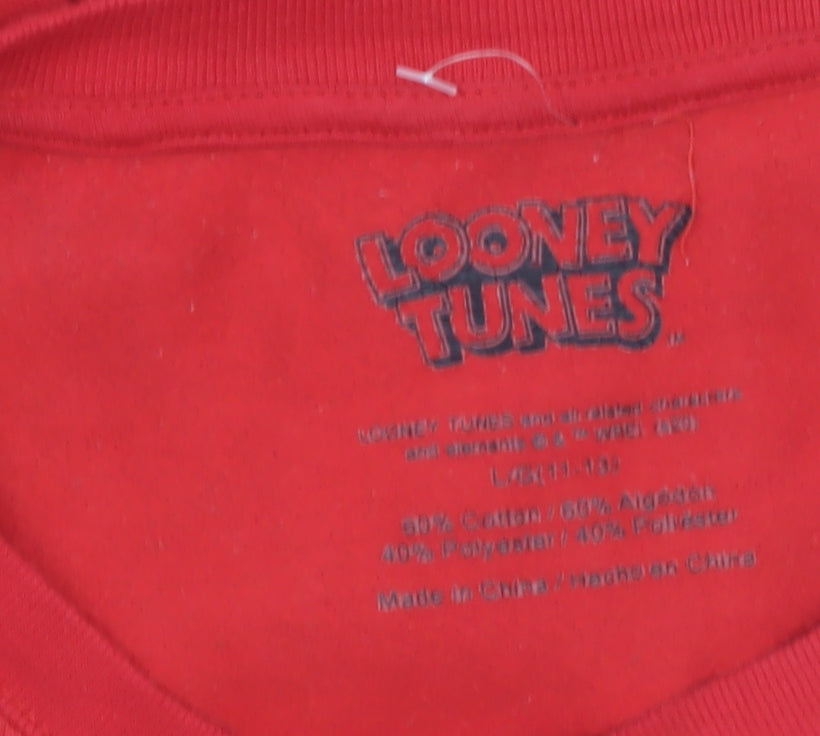 Looney Tunes Red Women's L Crew Neck Sweatshirt Cotton Blend