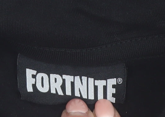 Fortnite Men's Black Pullover Hoodie Sweatshirt Medium Cotton Blend