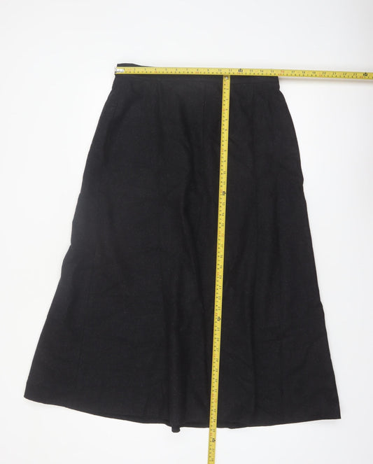 Rowland's Women's Black Wool Blend A-Line Midi Skirt Size 14