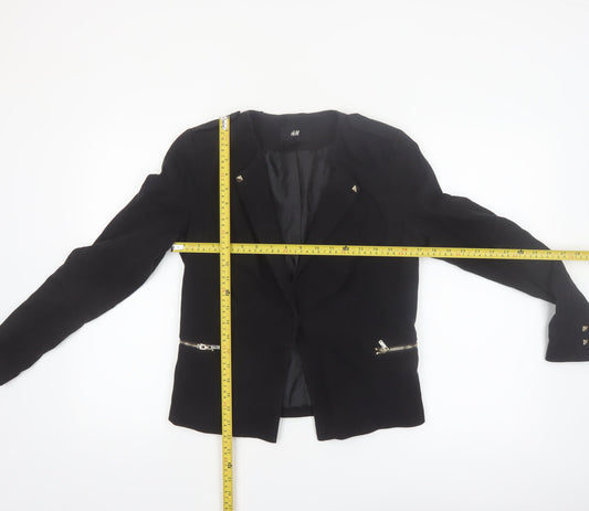 H&M Womens Black Size 12 Regular Fit Single-Breasted Blazer Jacket