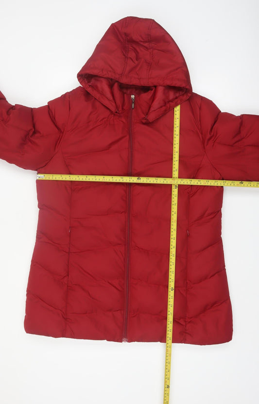Bx Outerwear Women's Red Puffer Jacket L Hooded Quilted Coat