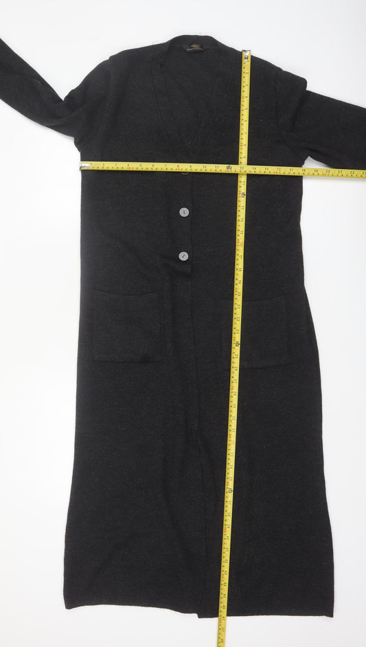 Marks and Spencer Women’s Dark Grey Long Cardigan Size 12 Merino Wool Blend