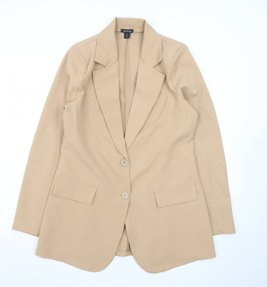 Boohoo Women Beige Regular Long Sleeve Blazer Jacket UK 10