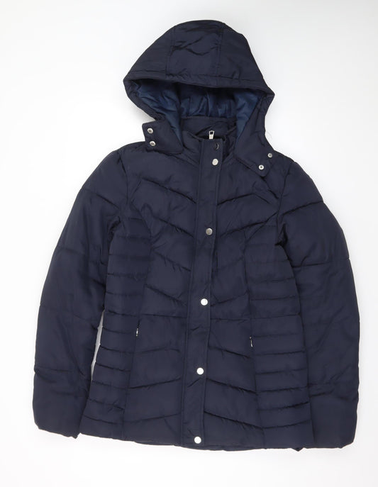 Dorothy Perkins Women’s Blue Tall Size 10 Quilted Hooded Puffer Jacket