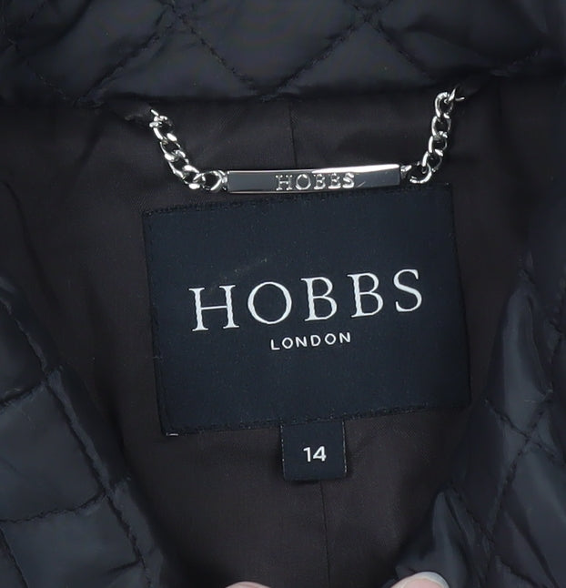 Hobbs Women’s Black Quilted Mid-Length Coat Size 14