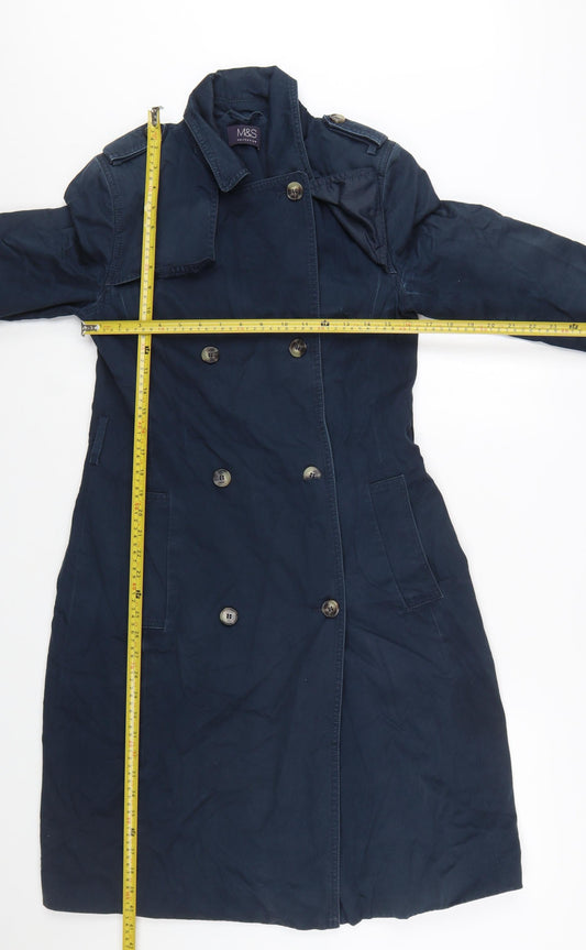 Marks and Spencer Women's Blue Cotton Trench Coat Size 10