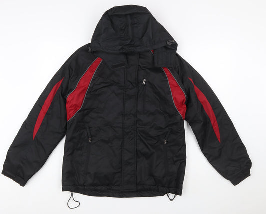 Spada Men's Black Red Motorcycle Jacket Hooded Lined Size M
