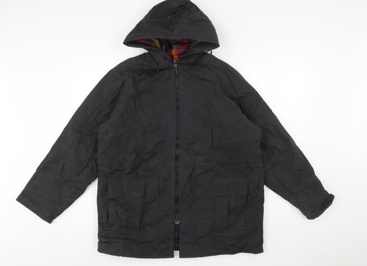 Misty Harbor Men’s Black PVC Hooded Rain Coat Jacket Size M Waterproof