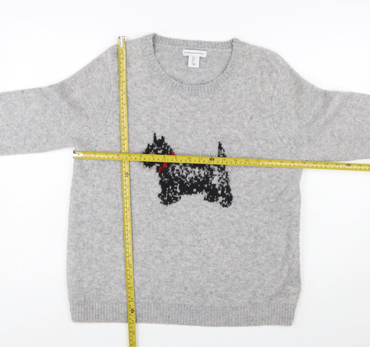 Cupcakes and Cashmere Women Grey L Pullover Dog Knit Jumper
