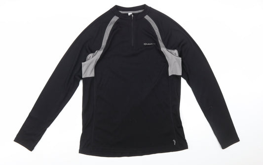 Quechua Men's Black 2XL Long Sleeve 1/4 Zip Hiking Top