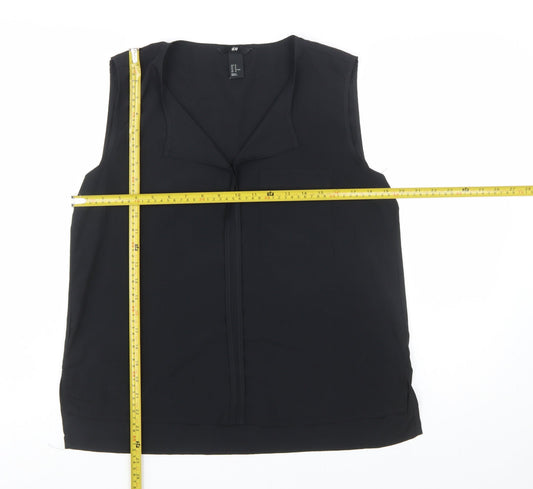 H&M Women's Black Sleeveless V-Neck Polyester Blouse Size 14