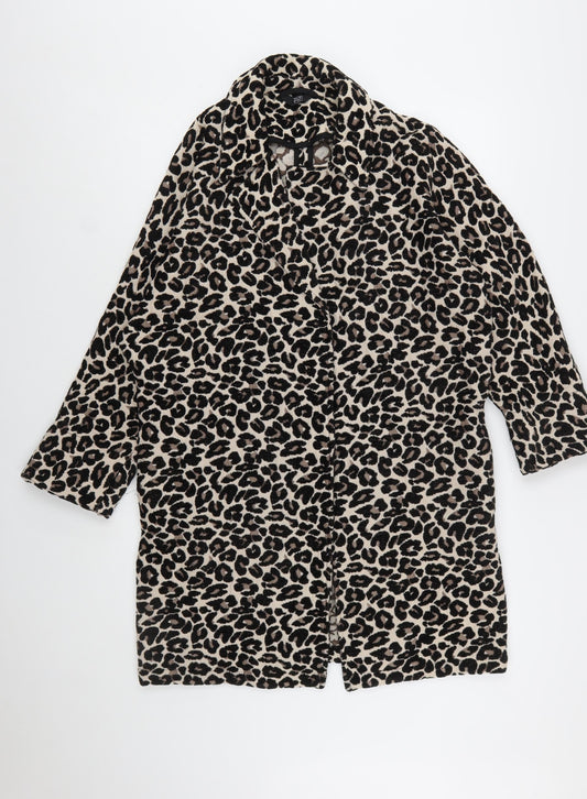 F&F Women’s Beige Leopard Print Mid-Length Coat Size 10