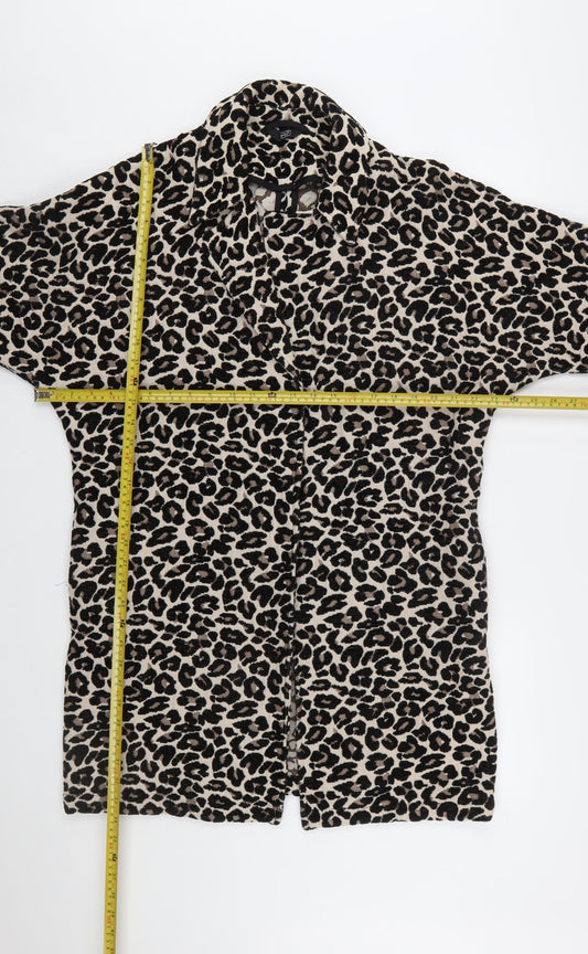 F&F Women’s Beige Leopard Print Mid-Length Coat Size 10