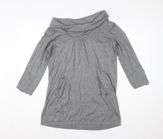 Wallis Women's Grey Cowl Neck Tunic Jumper Size 14