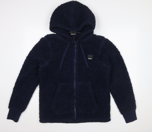 Bench Men's Blue Fleece Hooded Full Zip Jacket Size S