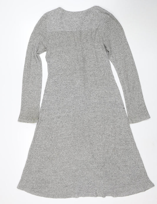 Monteau Los Angeles Women’s Grey Knit Shirt Dress Size M Long Sleeve