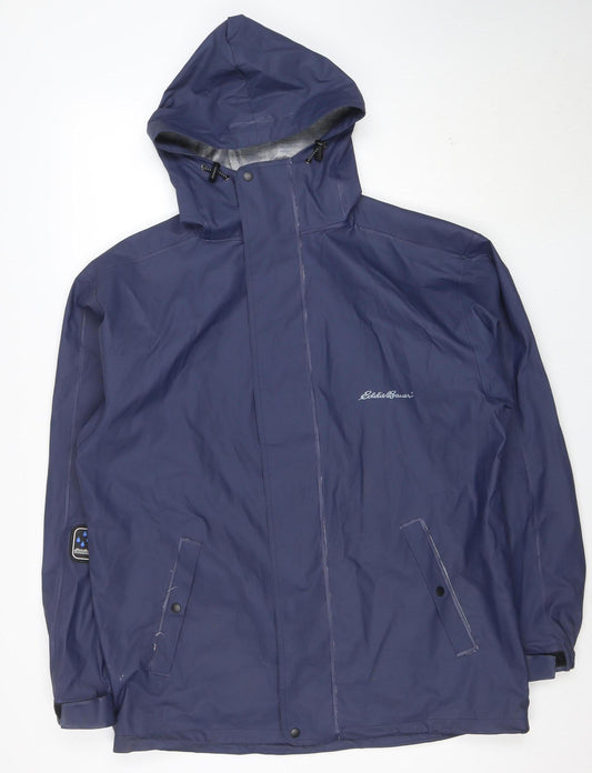 Eddie Bauer Women's Blue Waterproof Hooded Rain Coat Jacket M
