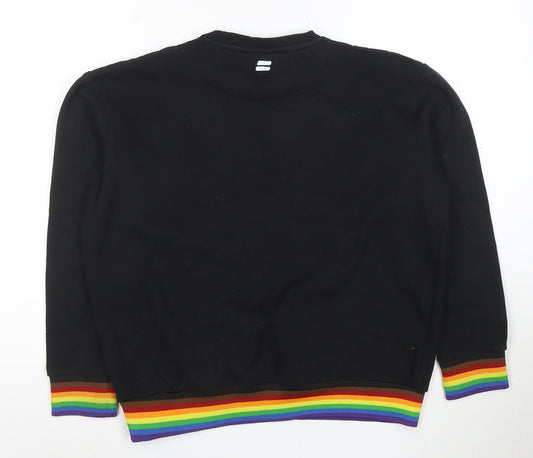Boohoo Men’s Black Equality Rainbow Embroidered Pullover Sweatshirt Size S