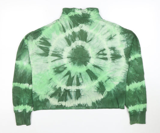 BAM Women’s Green Tie-Dye 1/2 Zip Sweatshirt Size S Organic Cotton Blend