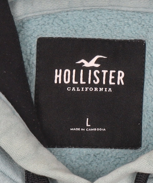 Hollister Women Blue Hoodie L Pullover Cotton Casual