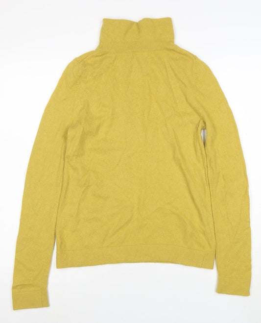 Hobbs Women Yellow Wool Cashmere Roll Neck Jumper M