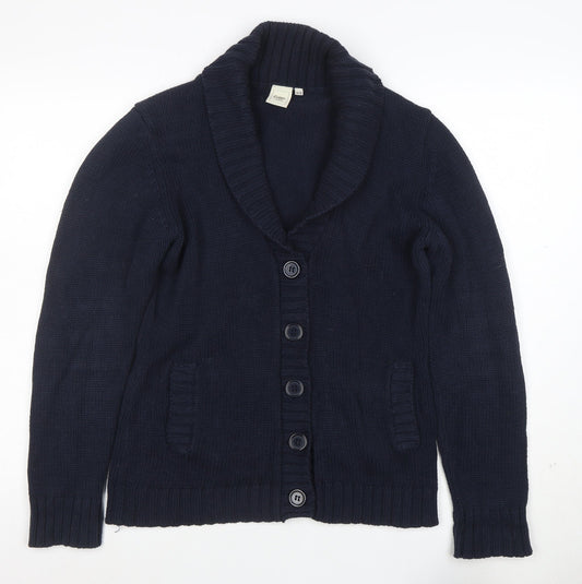 Cotton Traders Womens Navy Blue Long Sleeve Shawl Collar Cardigan Size 14