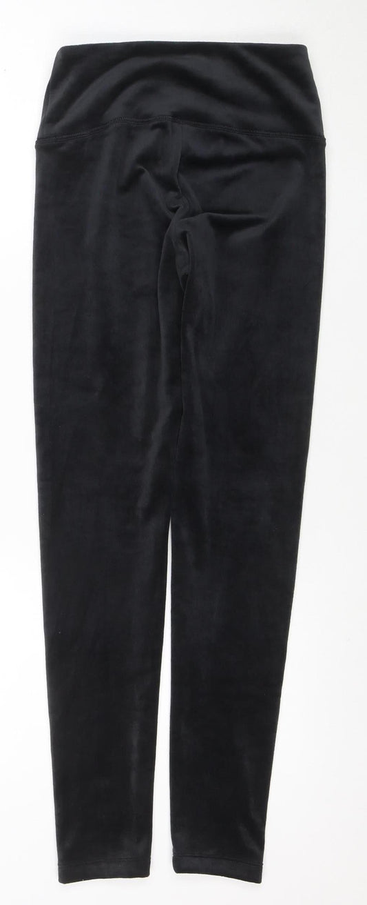 Jezebel Women Black Velour Stretch High Rise Leggings Size S