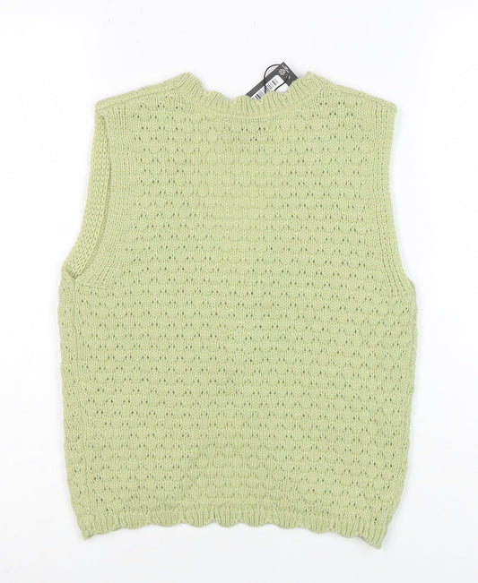 PrettyLittleThing Womens Green Sleeveless V-Neck Knit Cardigan S