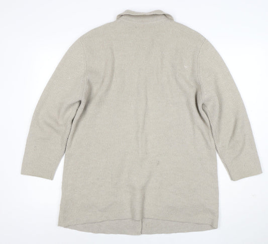 Wallis Women Beige Long Sleeve Collared Cardigan Size 10 Wool Blend