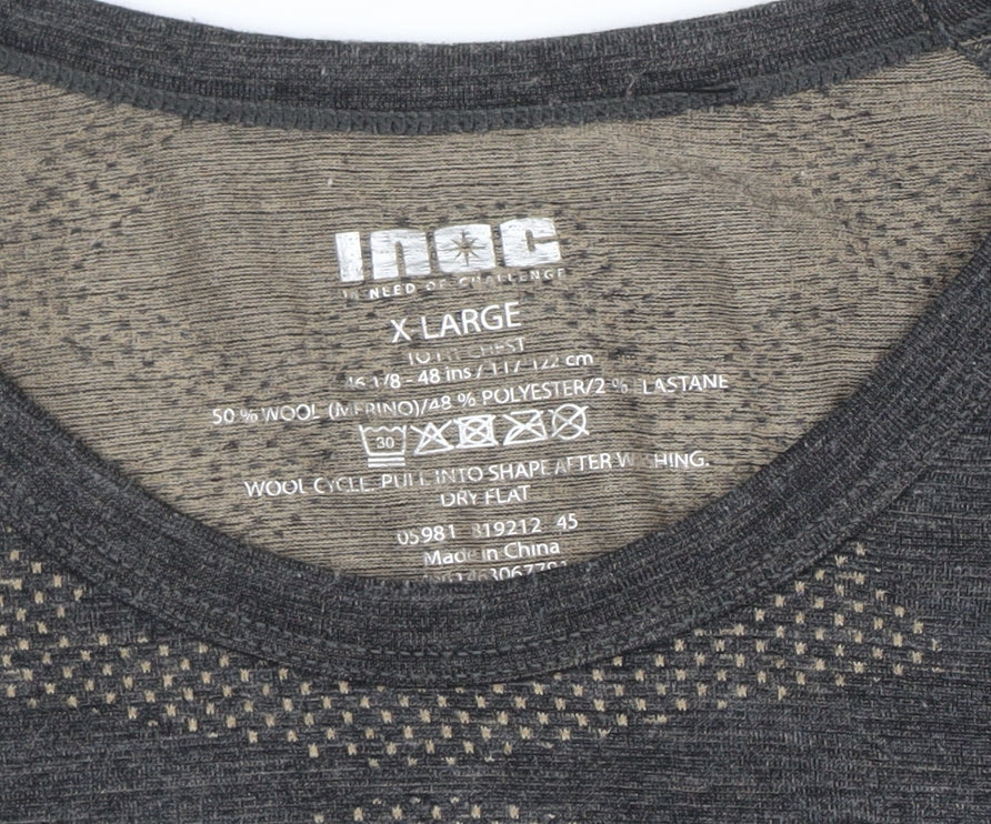 INOC Womens Grey Merino Wool Blend Long Sleeve Athletic Top Size XL