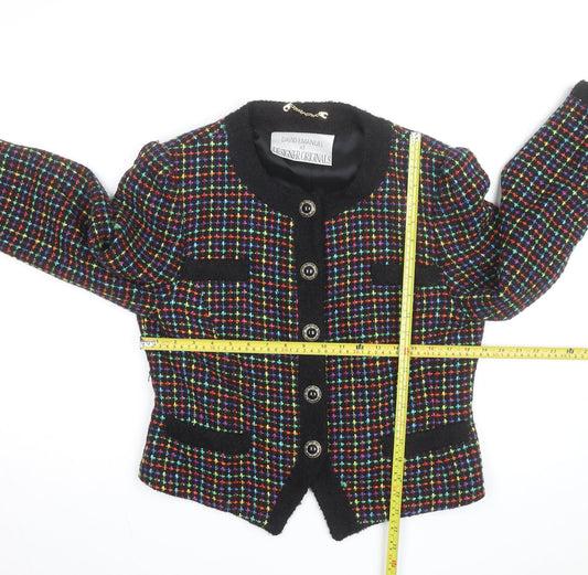 David Emanuel Women’s Multicoloured Tweed Wool Blazer Jacket Size 12