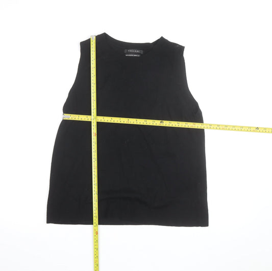 Tahari Womens Black Extrafine Merino Wool Sleeveless Jumper Size L