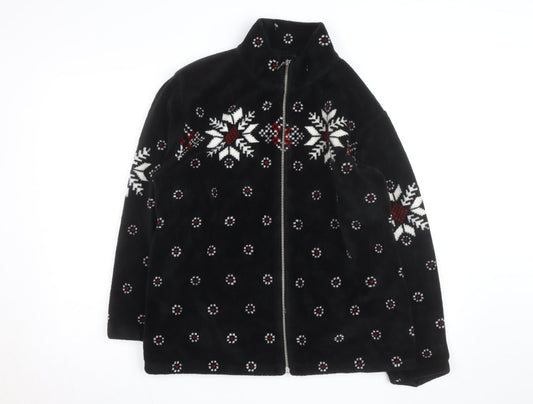Barrage Men’s Black Snowflake Fleece Jacket L Winter Zip Up