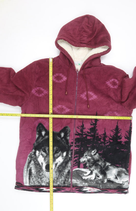 Classic Editions Men's Red Wolf Fleece Full Zip Hoodie L