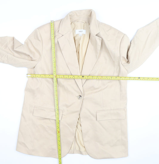 Marks and Spencer Women's Beige Blazer Size 16 Classic Twill Jacket