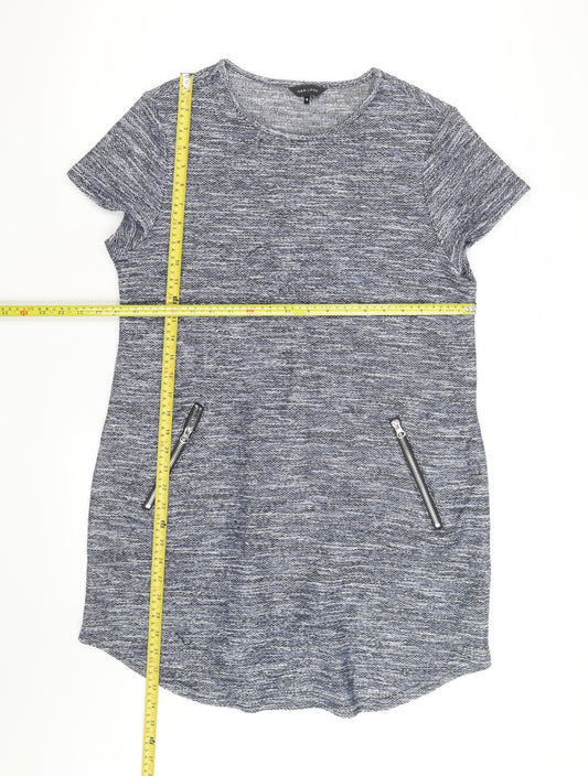 New Look Women’s Grey Knit Short Sleeve Zip Pocket T-Shirt Dress Size 16