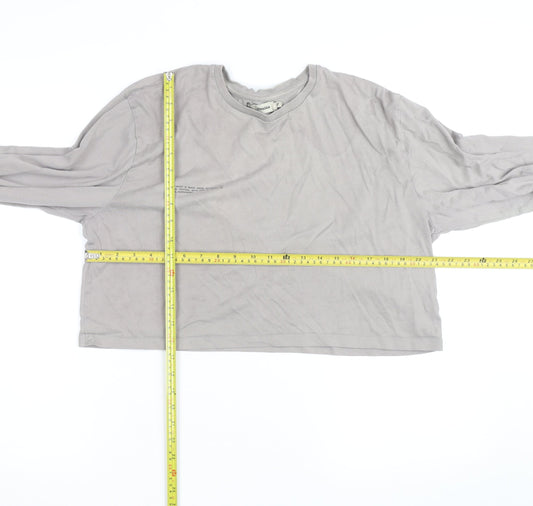 Pangaia Womens Grey Cropped Long Sleeve Organic Cotton T-Shirt XL