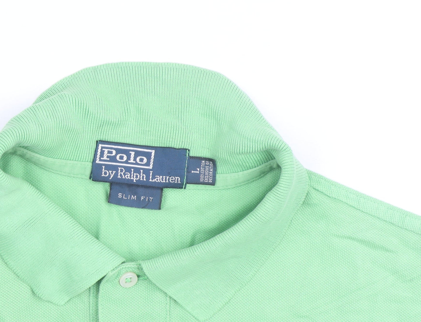 Ralph Lauren Men’s Green Slim Fit Polo Shirt L Cotton Embroidered Logo